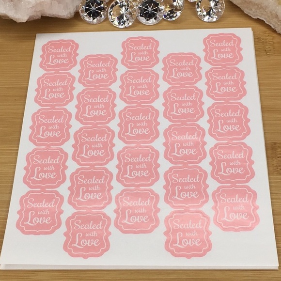 100 Pink Sealed with Love Stickers - Picture 2 of 5